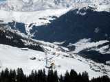 vue du chalet sur les Contamines et la vallée d'Hauteluce