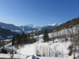 vue sur la montagne depuis le balcon du chalet