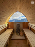 sauna avec bulle vue montagne