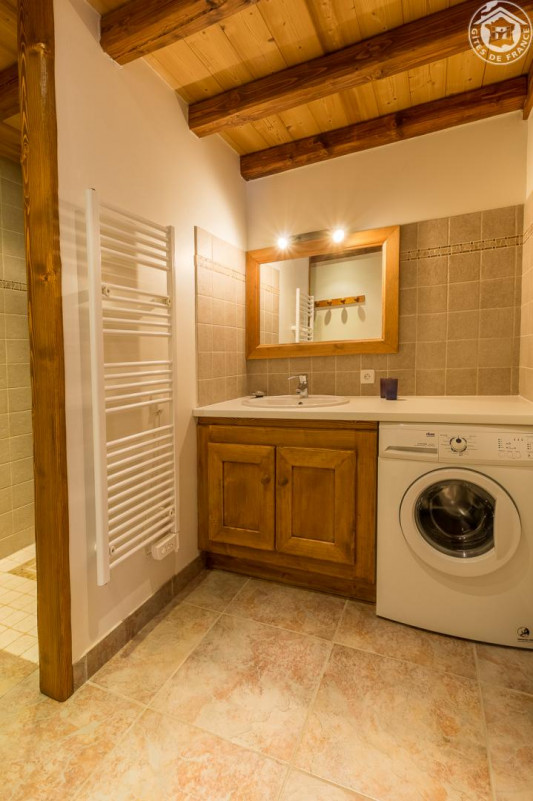 douche italienne
meuble, lavabo avec son plan 
lave-linge/sèche-serviettes
Sèche-cheveux