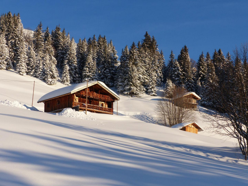 Le chalet enneigé face sud
