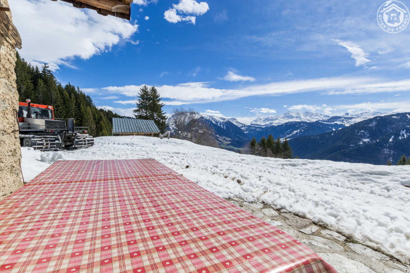 Aux deux marmottes ,la table de terrasse face au Mont Blanc