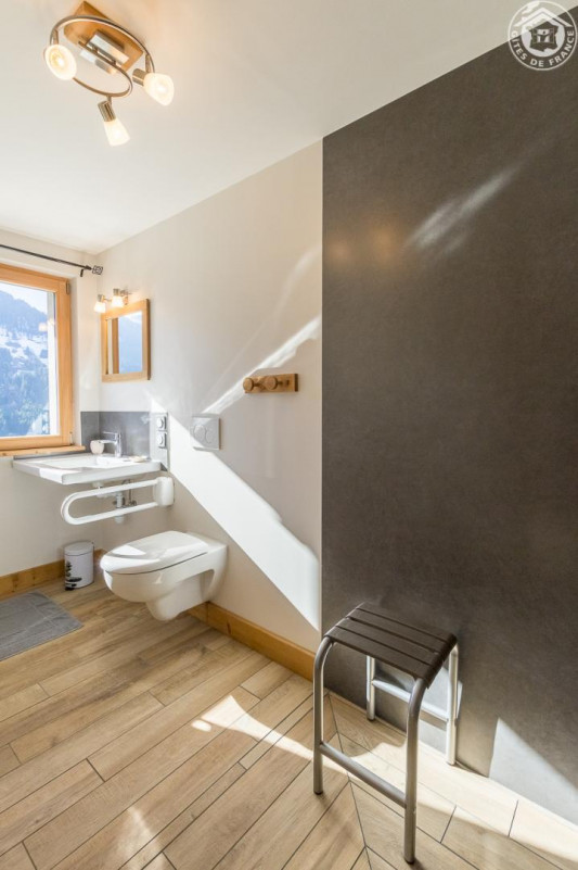 Douche/WC et lavabo qui convient pour personne à mobilité réduite - © Gîtes de France Douche/WC et lavabo qui convient pour personne à mobilité réduite