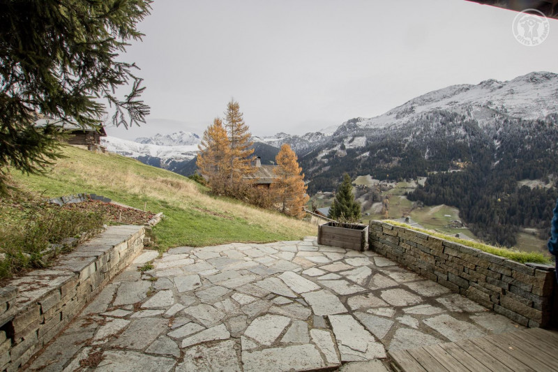Terrasse orientée à l'est avec vue sur le Mont-Blanc